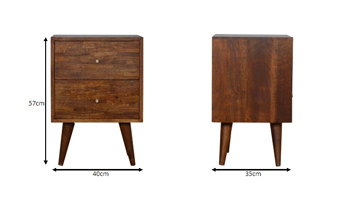 Size chart for Mixed Chestnut Bedside Table