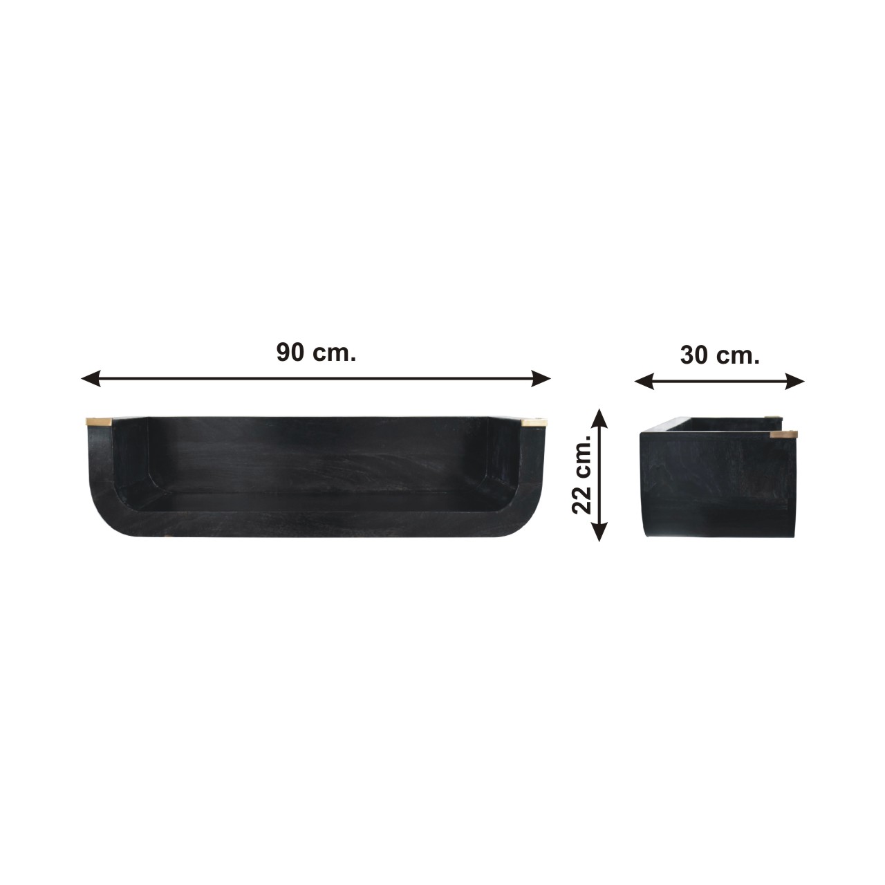Size chart for Indira Floating Console Table | Black Mango Wood