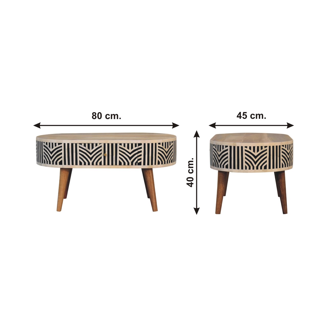 Size chart for Edessa Bone Inlay Coffee Table