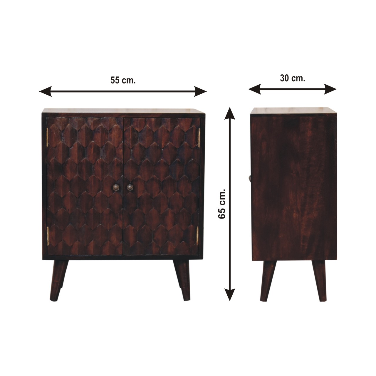 Size chart for Mini Pineapple Carved Walnut Cabinet