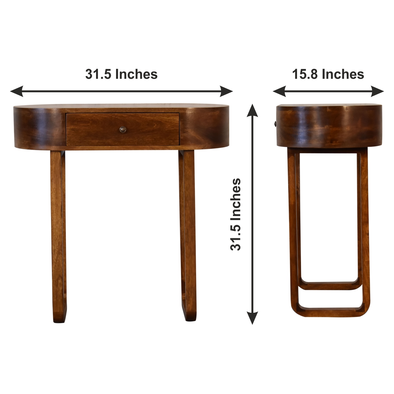Size chart for Chestnut Round Wooden Coffee Table