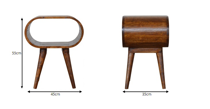 Size chart for Chestnut Open Nightstand