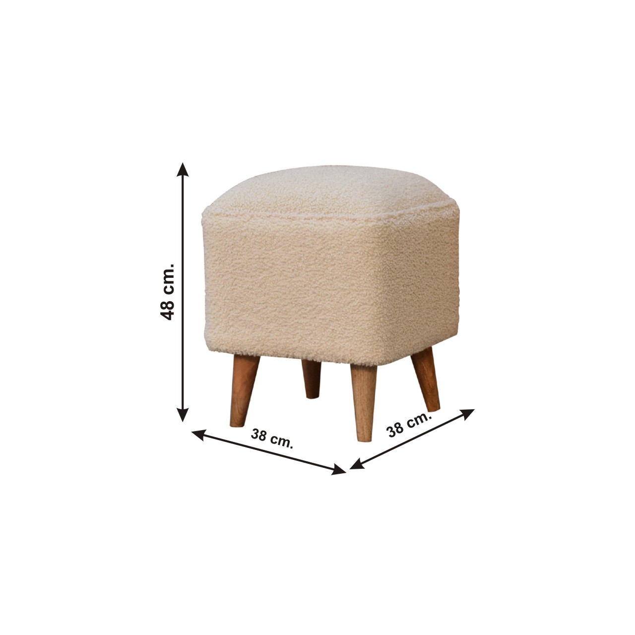 Size chart for Cream Boucle Squoval Footstool