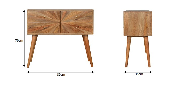 Size chart for Sunrise Patterned Console Table