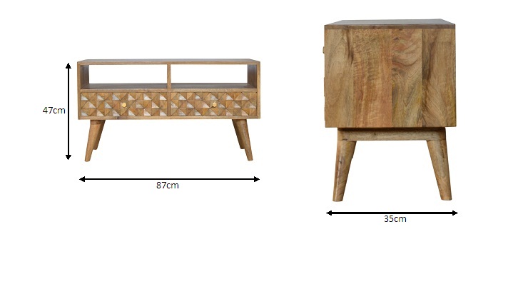 Size chart for Diamond Carved TV Unit