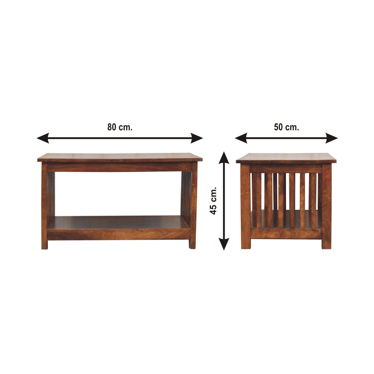 Size chart for Slatted Chestnut Coffee Table