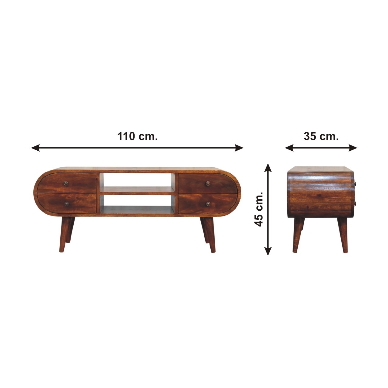 Size chart for Chestnut Circular Chest of Drawers
