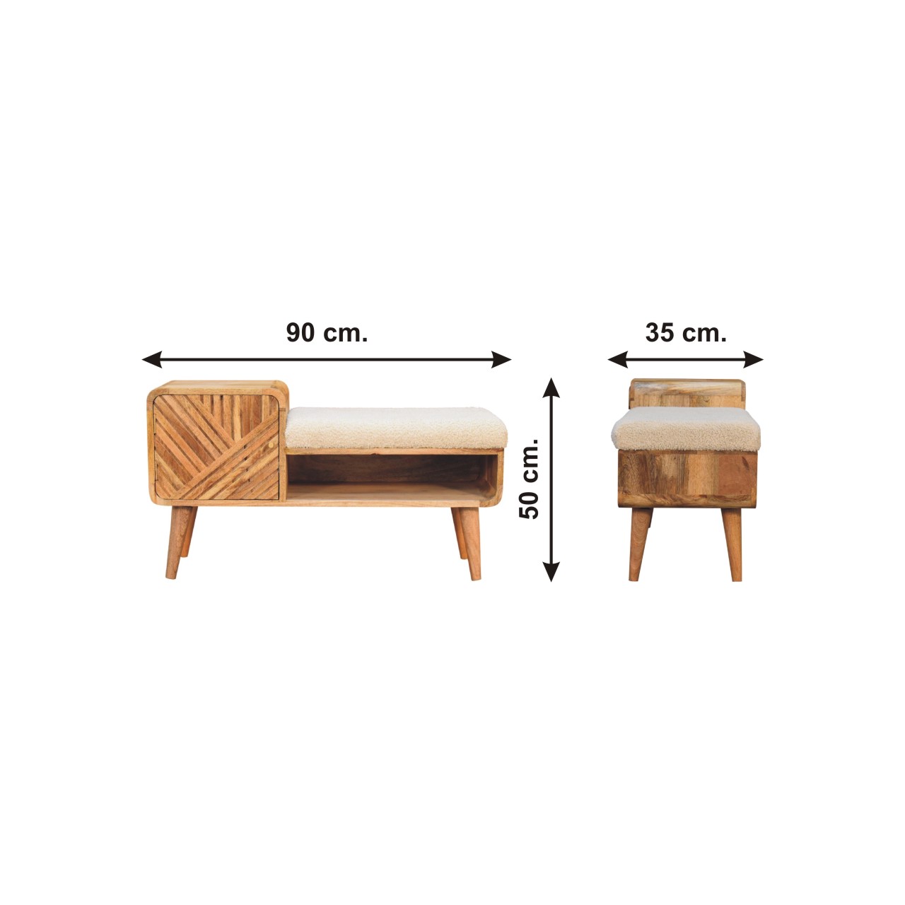 Size chart for Boucle Carved Telephone Table