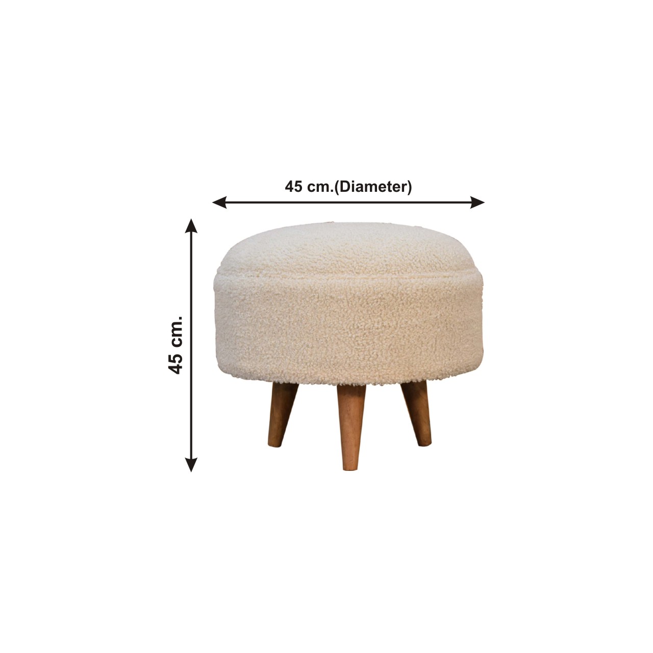 Size chart for Cream Boucle Rounded Footstool