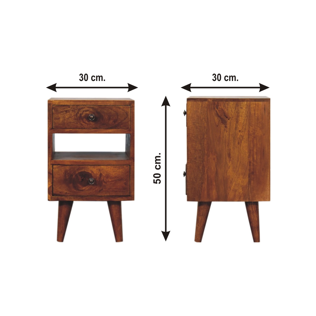Size chart for Mini Classic Multi Chestnut Bedside Table