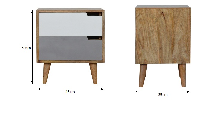 Size chart for Grey Painted Cut-out Bedside Table