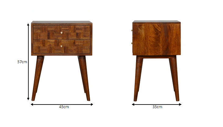 Size chart for Varied Chestnut Bedside Table