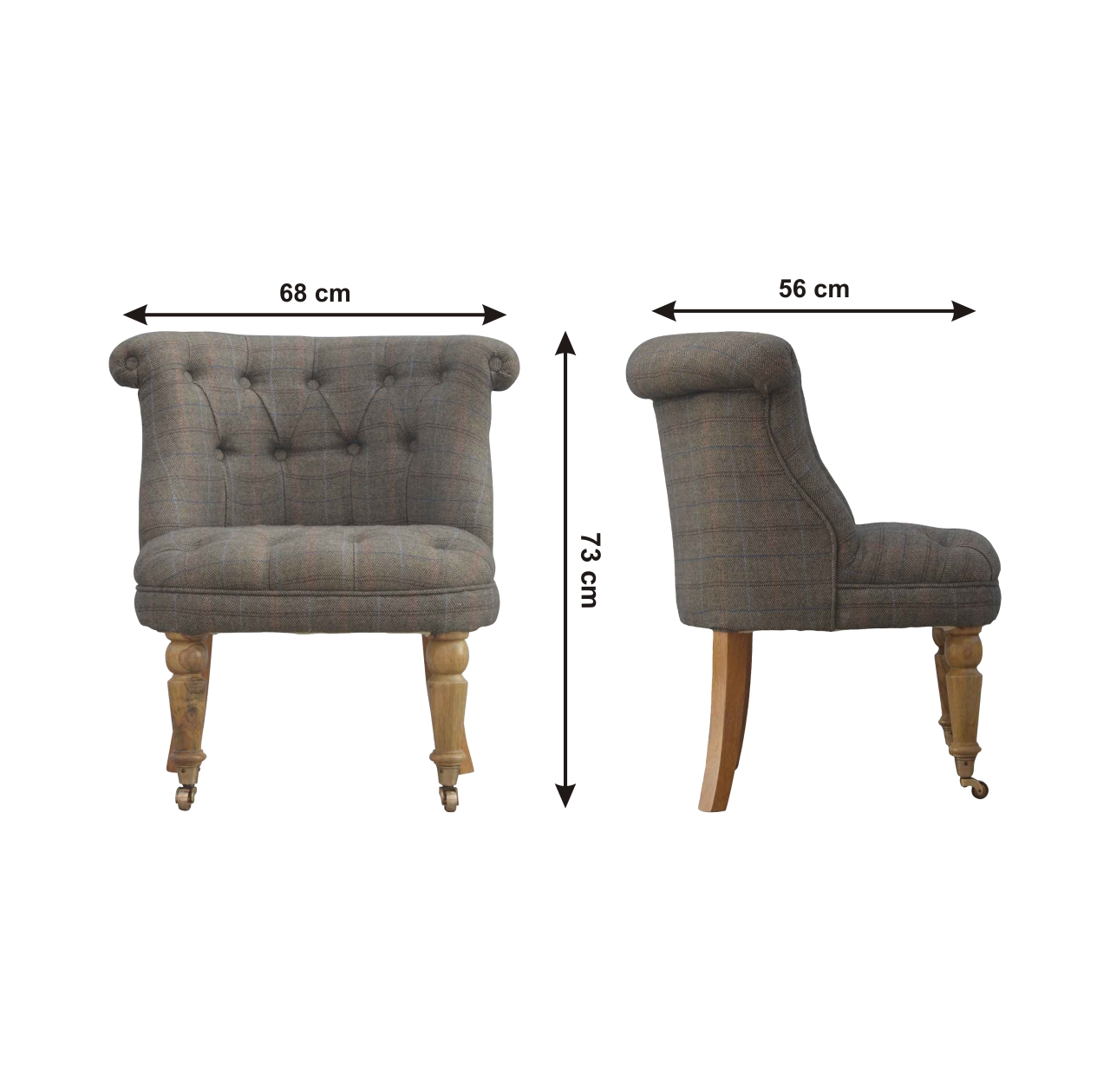 Size chart for Small Multi Tweed Accent Chair