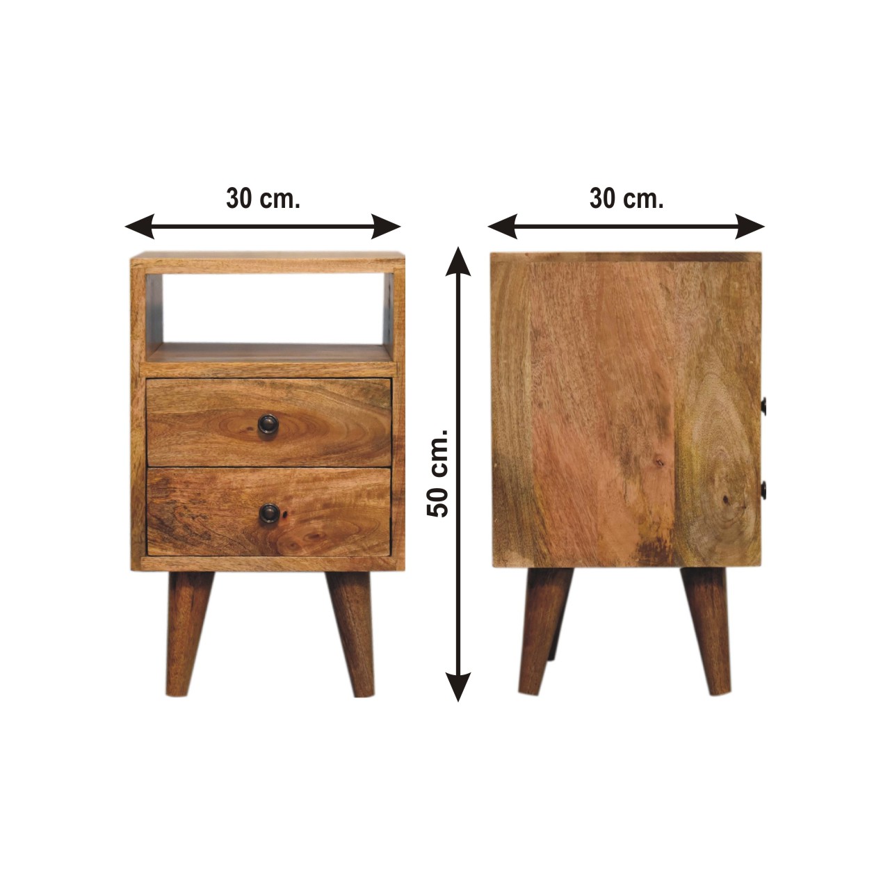 Size chart for Mini Oak-ish Classic Open Bedside Table