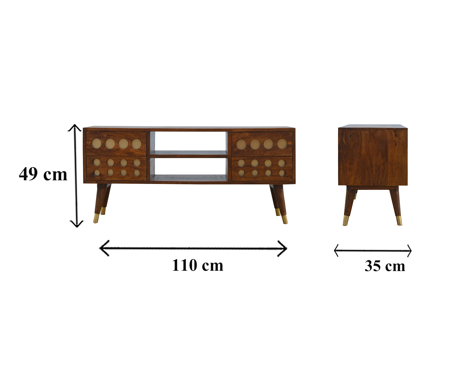 Size chart for Brass Hole Inlay Media Unit