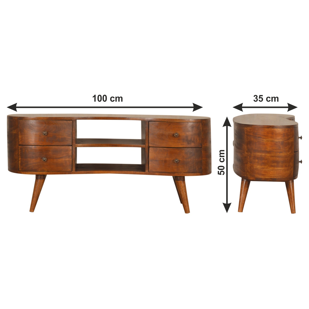 Size chart for Chestnut Wave Entertainment Unit Chest of Drawers