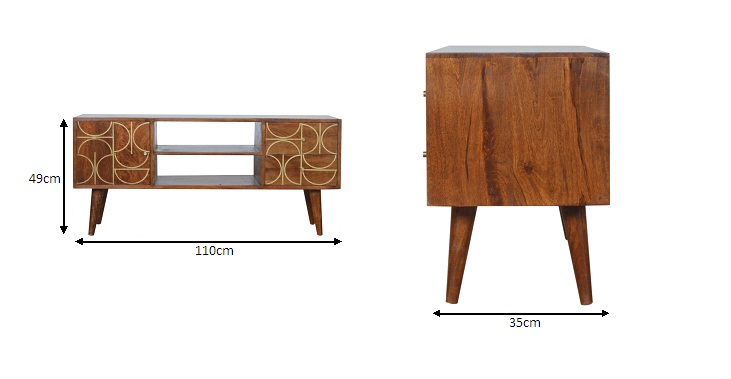 Size chart for Chestnut Inlay Abstract TV Unit