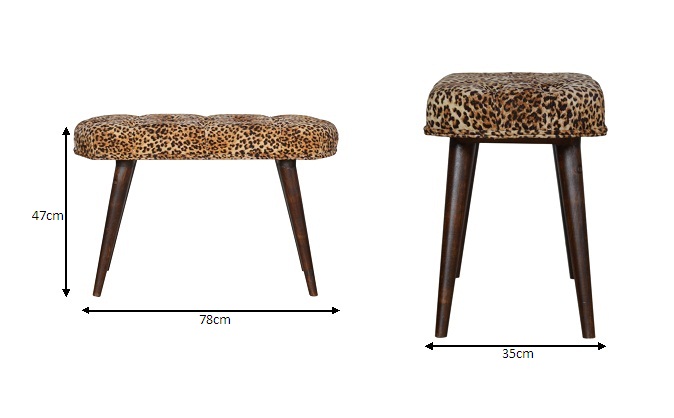 Size chart for Leopard Print Deep Button Bench