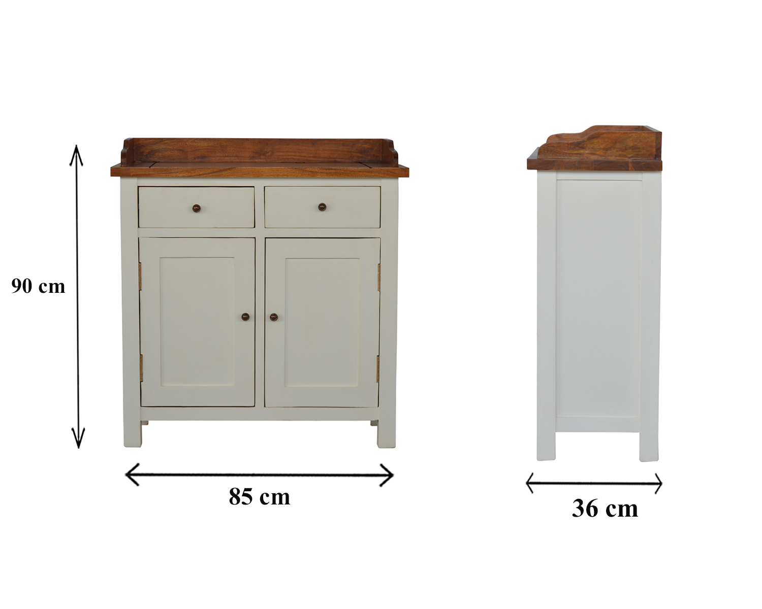 Size chart for Country Two Tone Kitchen Cabinet