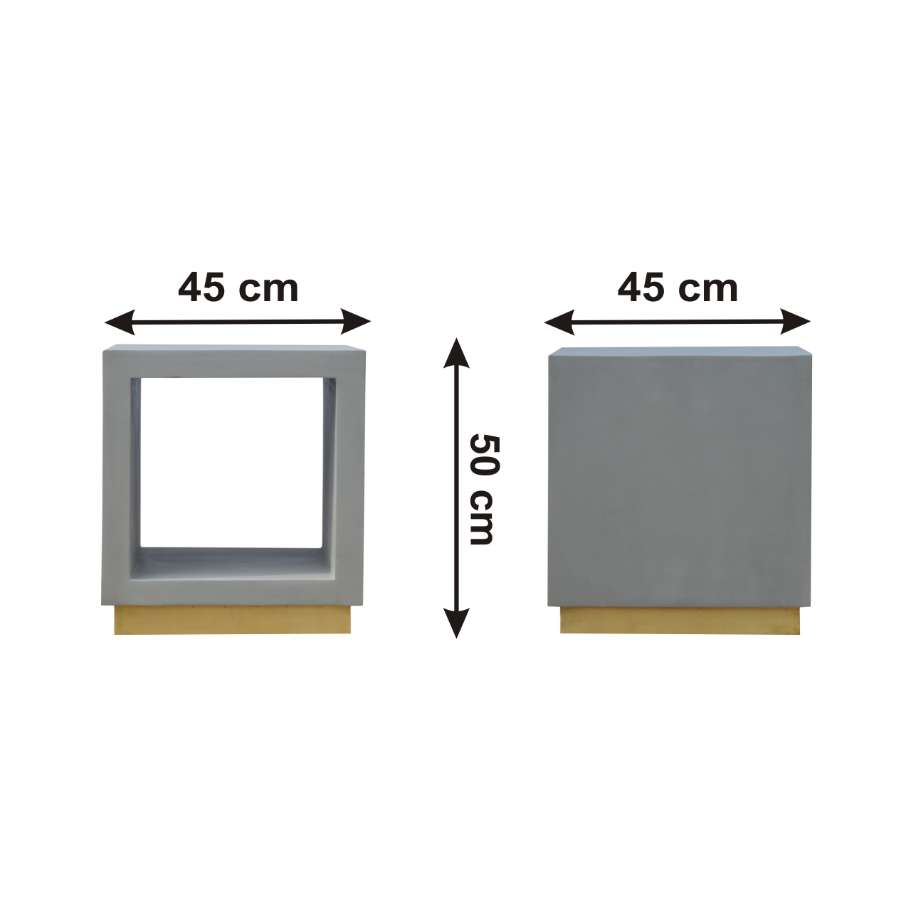 Size chart for Cement Cube Bedside Table