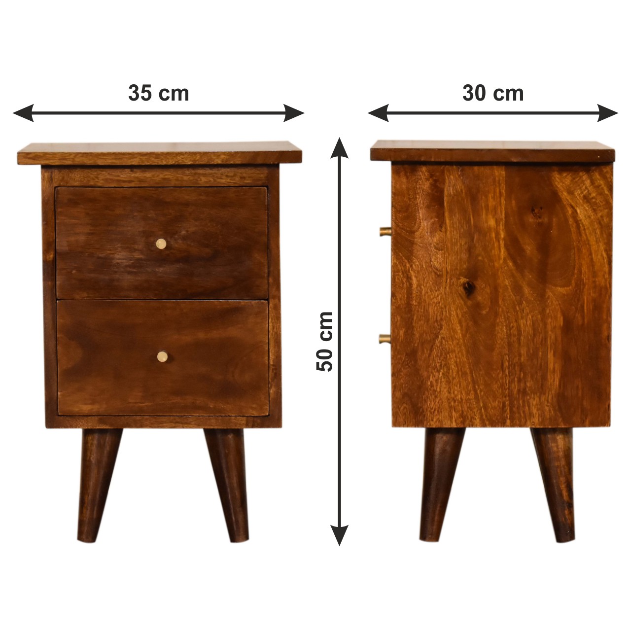 Size chart for Chestnut Slimline Bedside
