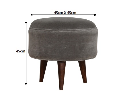 Size chart for Grey Velvet Nordic Style Footstool | Cotton Velvet
