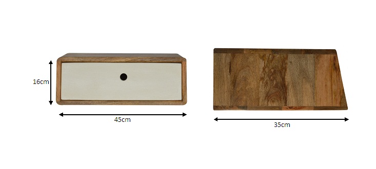 Size chart for Inclined Wall Mounted Bedside Table | Wall-Mounted