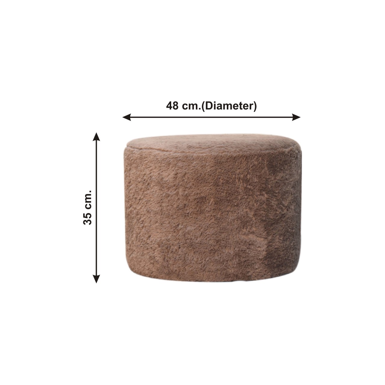 Size chart for Mocha Faux Fur Round Footstool