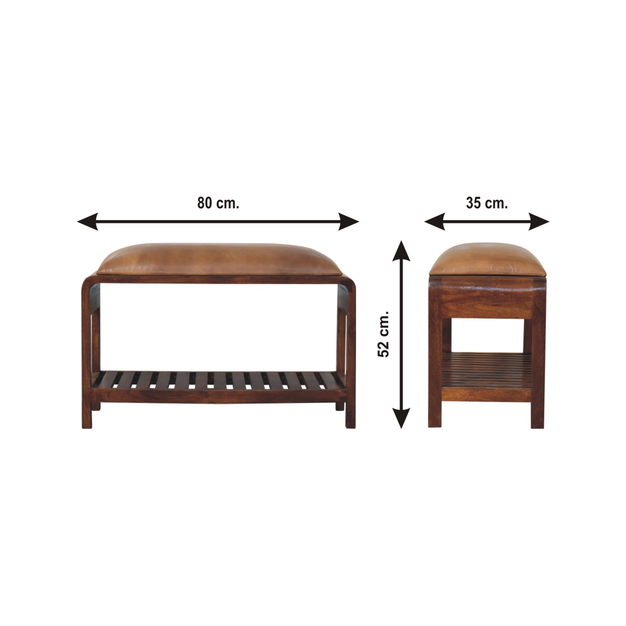 Size chart for Buffalo Slatted Square Bench
