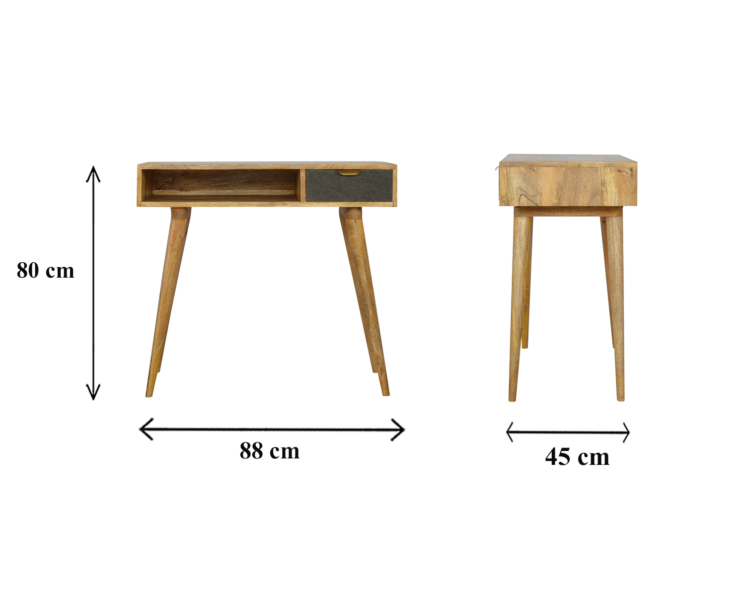 Size chart for Grey Tweed Writing Desk