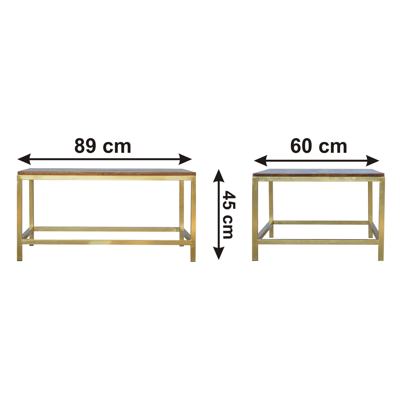 Size chart for Rectangle Gold Coffee Table