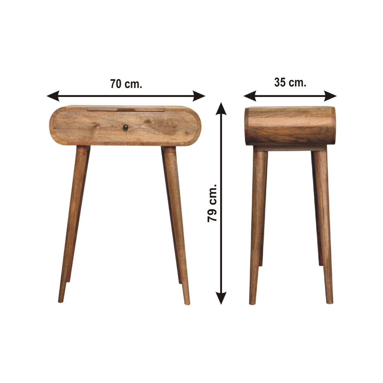 Size chart for Mini Oak-ish Round Dressing Table