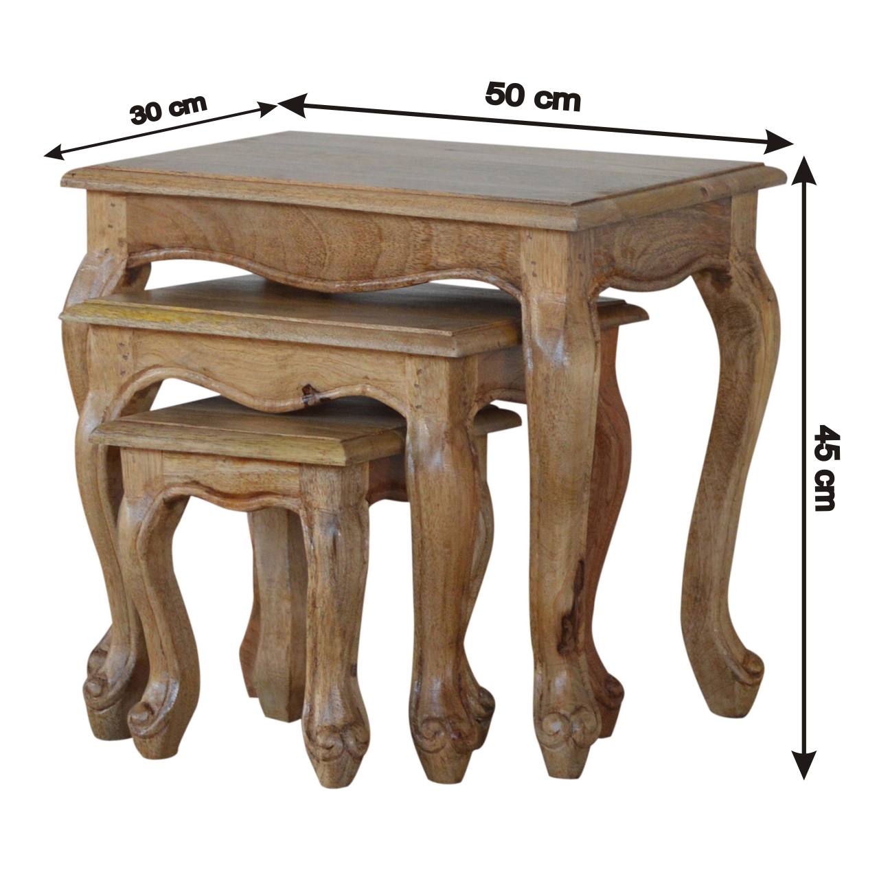 Size chart for French Style Nesting Stools Footstool | Oak-Ish Mango Wood