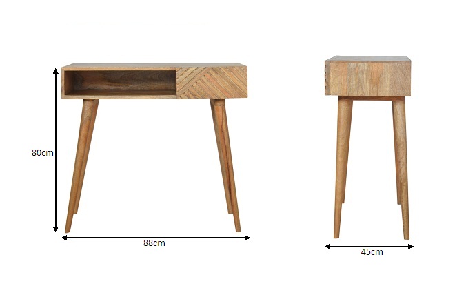 Size chart for Lille Writing Desk | Oak Solid Mango Wood