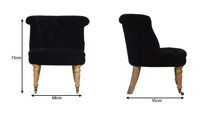 Size chart for Black Velvet Accent Chair