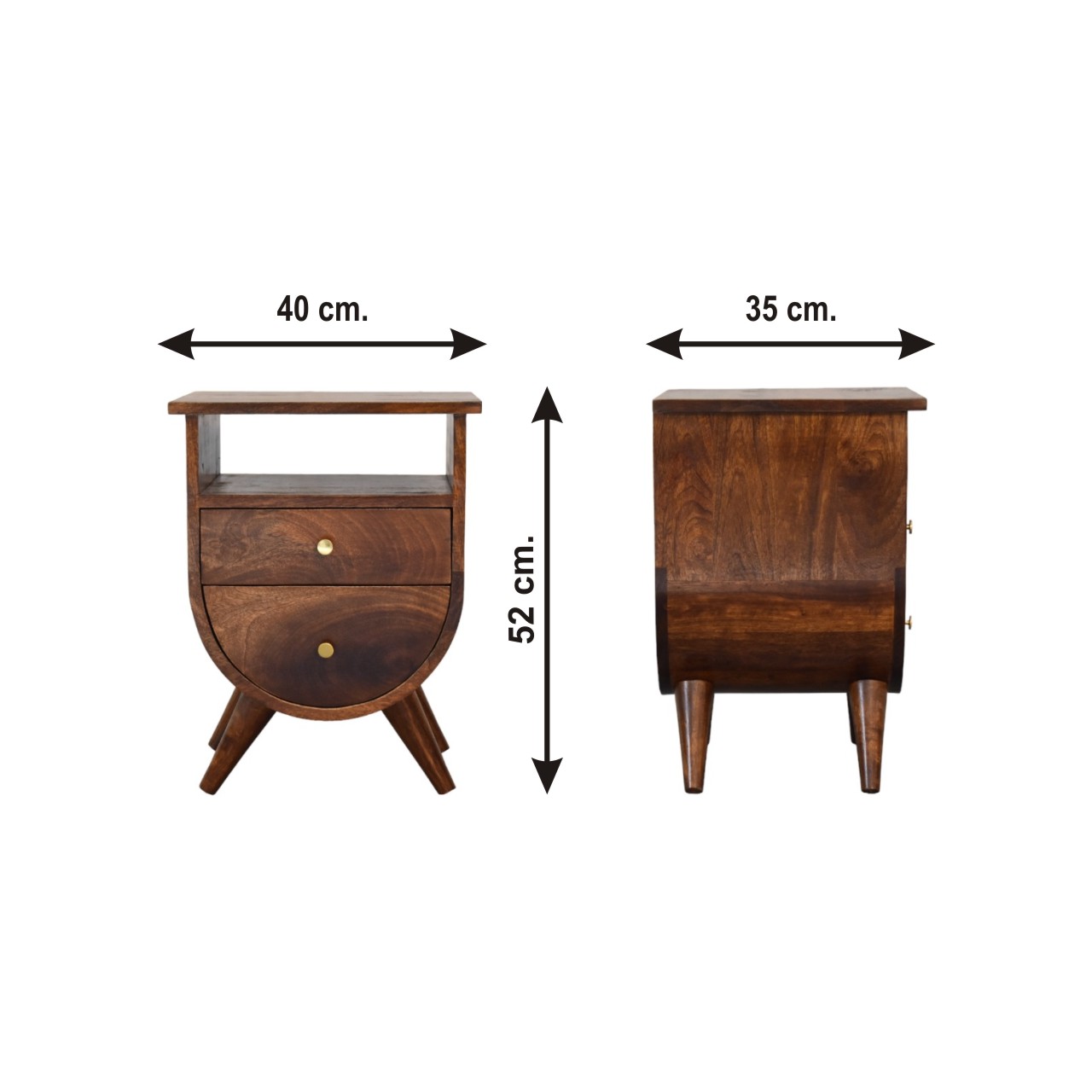 Size chart for Split Chestnut Bedside Table