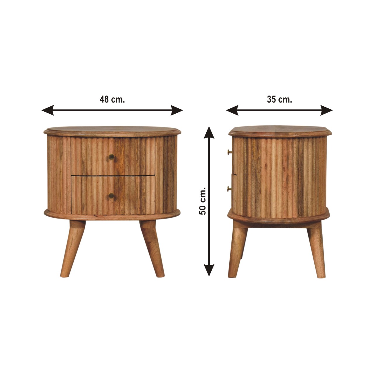 Size chart for Soba Nordic Bedside Table | Oak Mango Wood