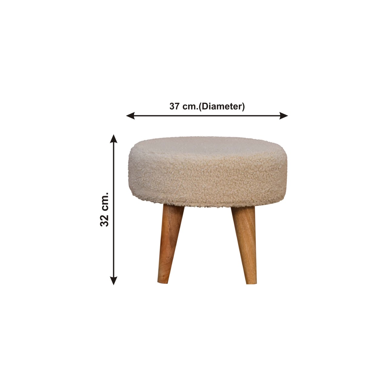 Size chart for Cream Boucle Petite Footstool