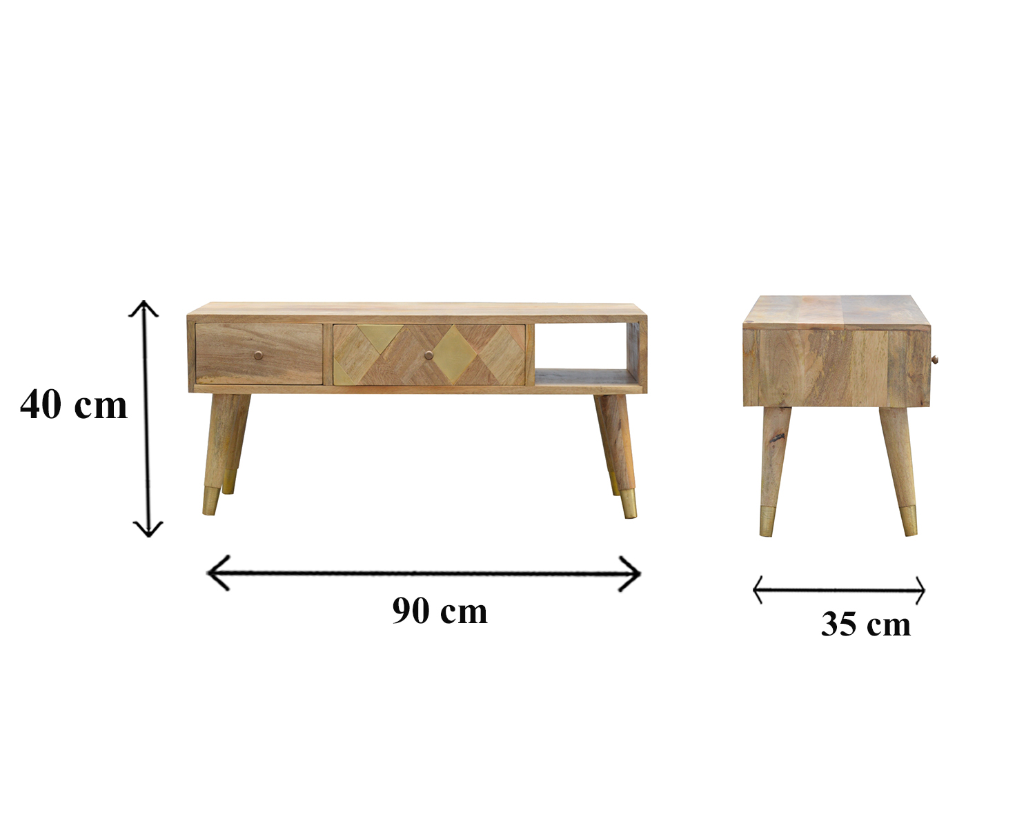 Size chart for Oak-ish Gold Inlay Media Unit