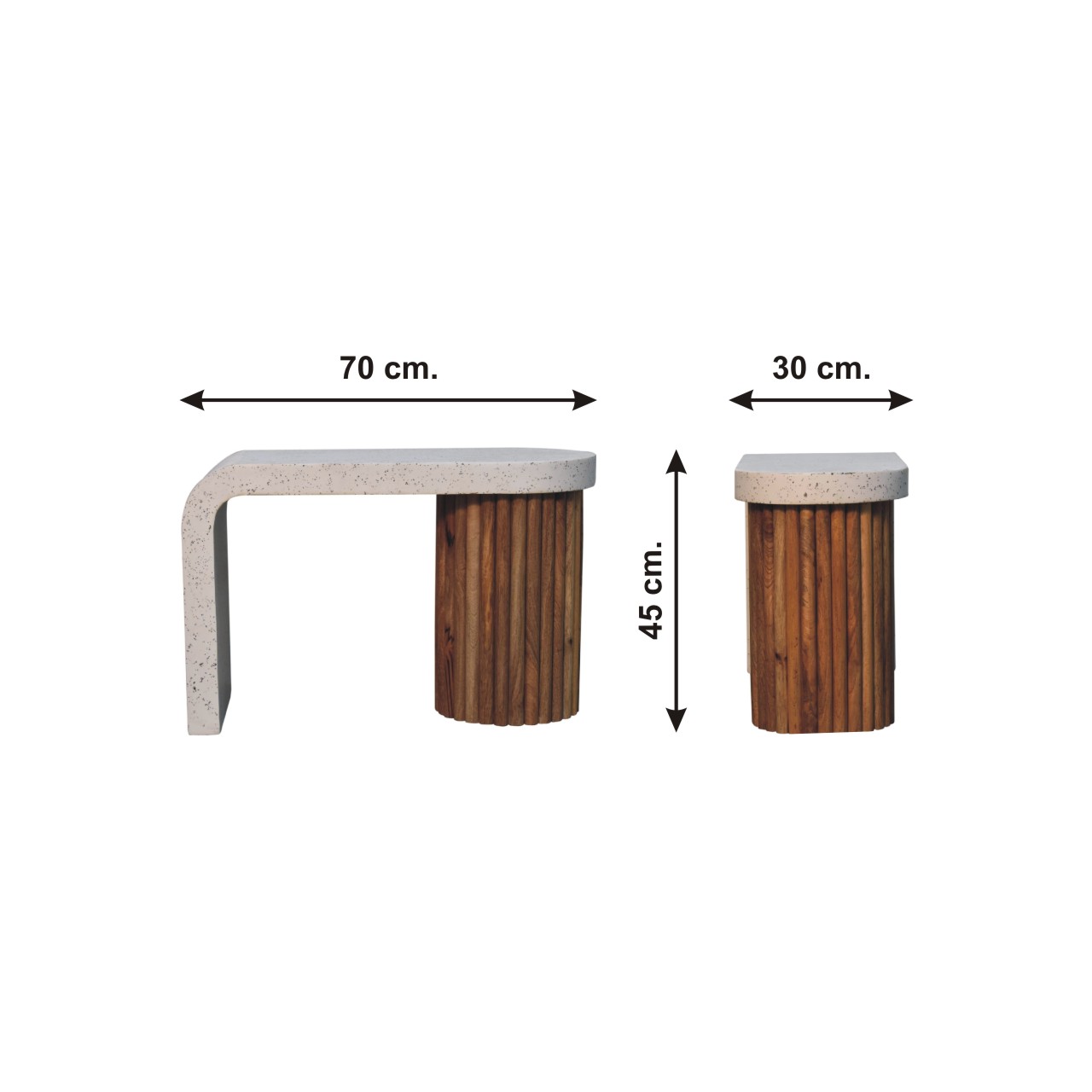 Size chart for Serenity Terrazzo Coffee Table