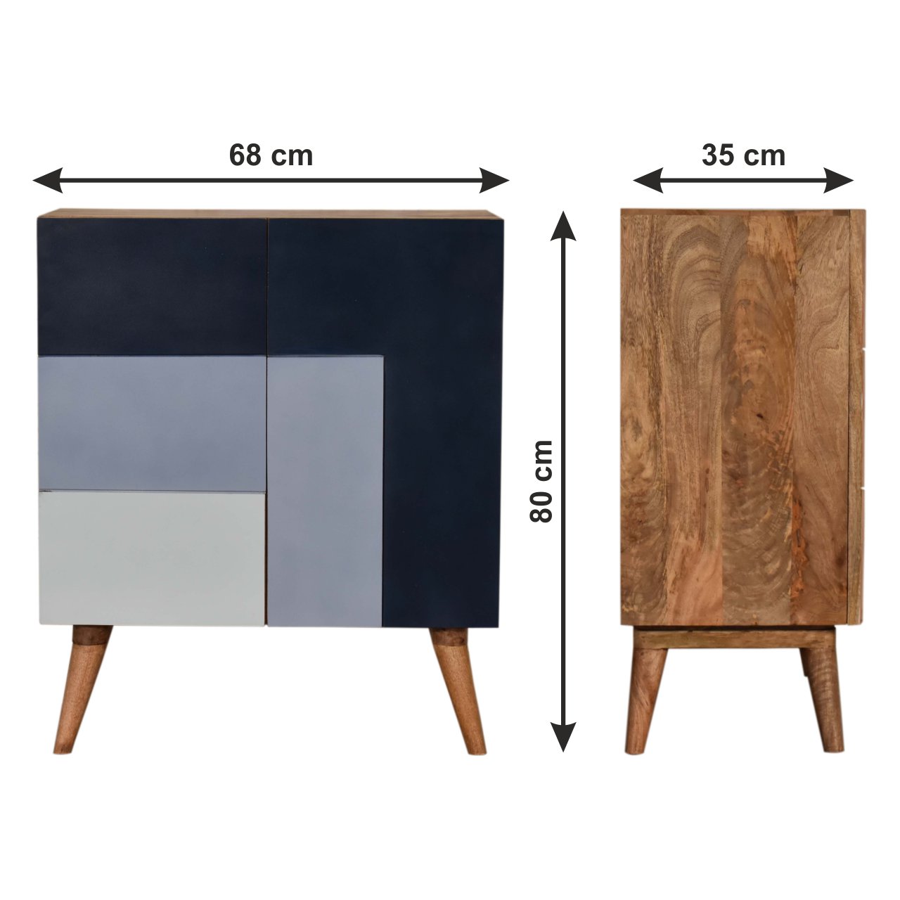 Size chart for Quebec Blue Cabinet