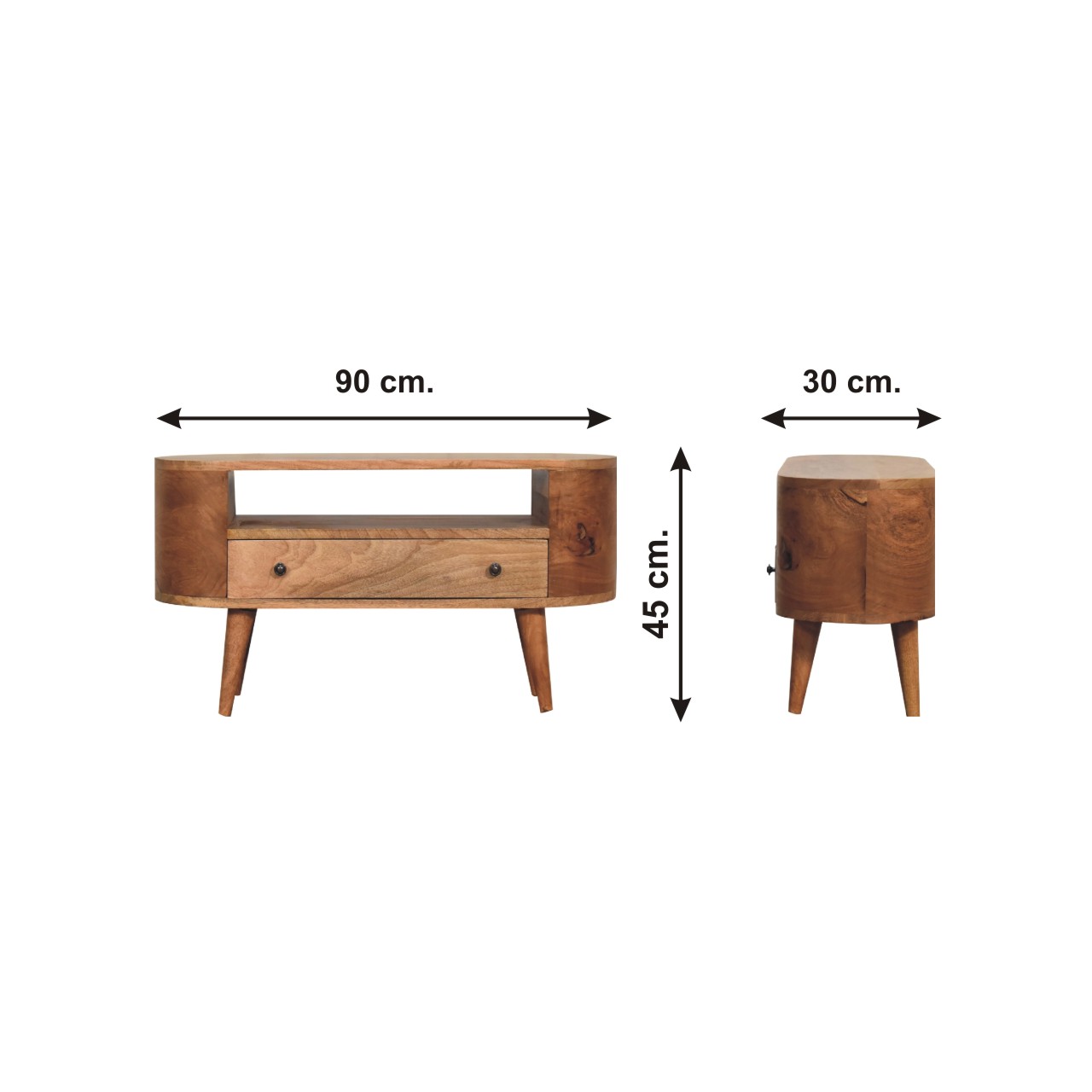 Size chart for Mini Rounded Entertainment Unit