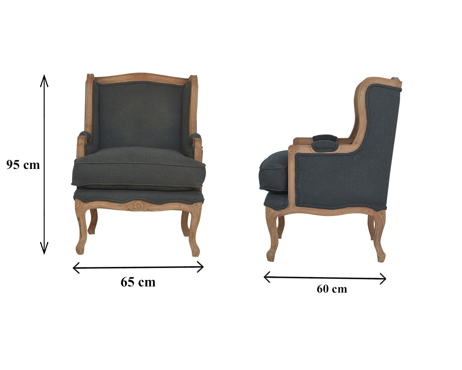 Size chart for French Carved Chair | Linen Hand-Carved