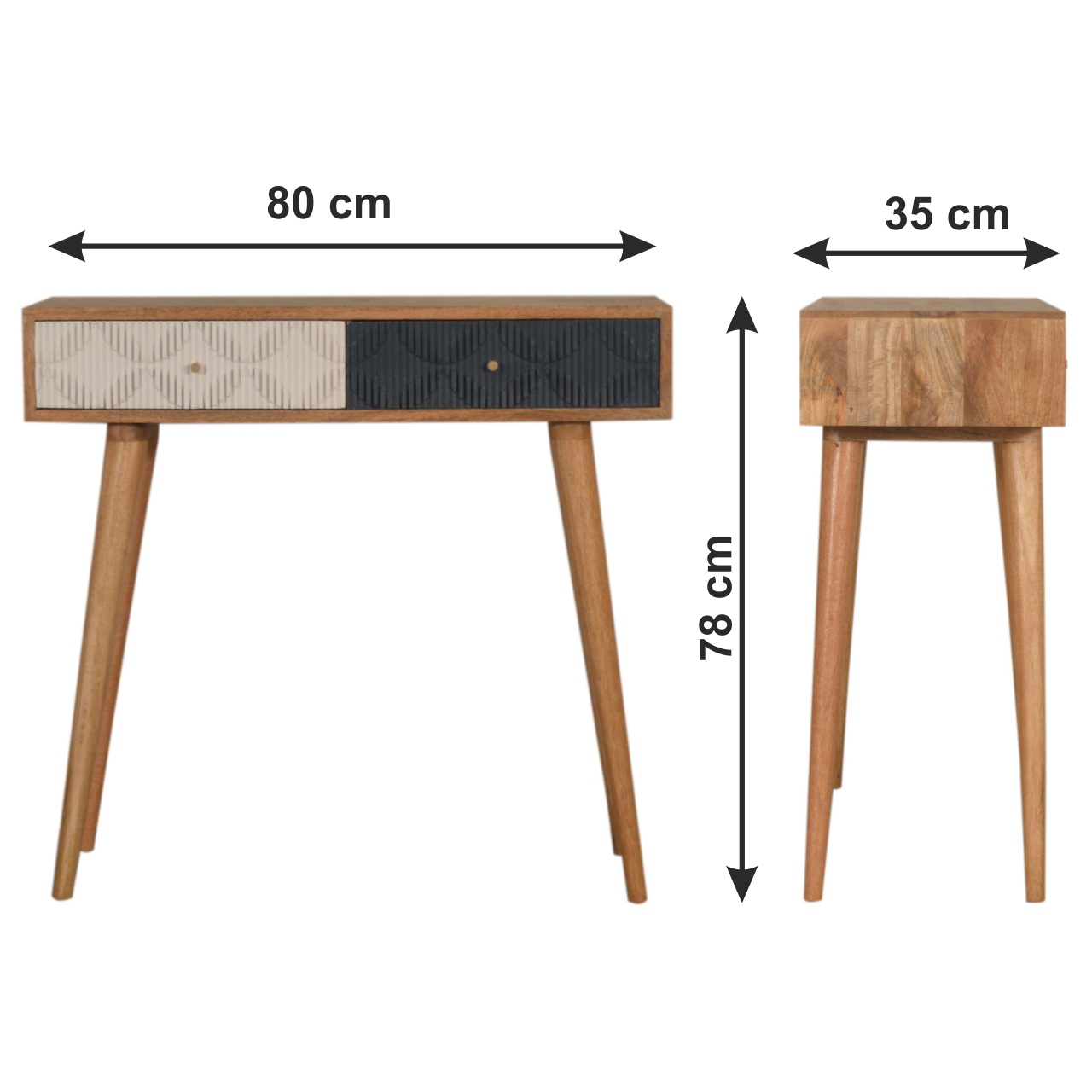 Size chart for Milan Navy and White Console Table