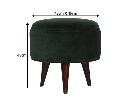 Size chart for Emerald Green Velvet Nordic Stool