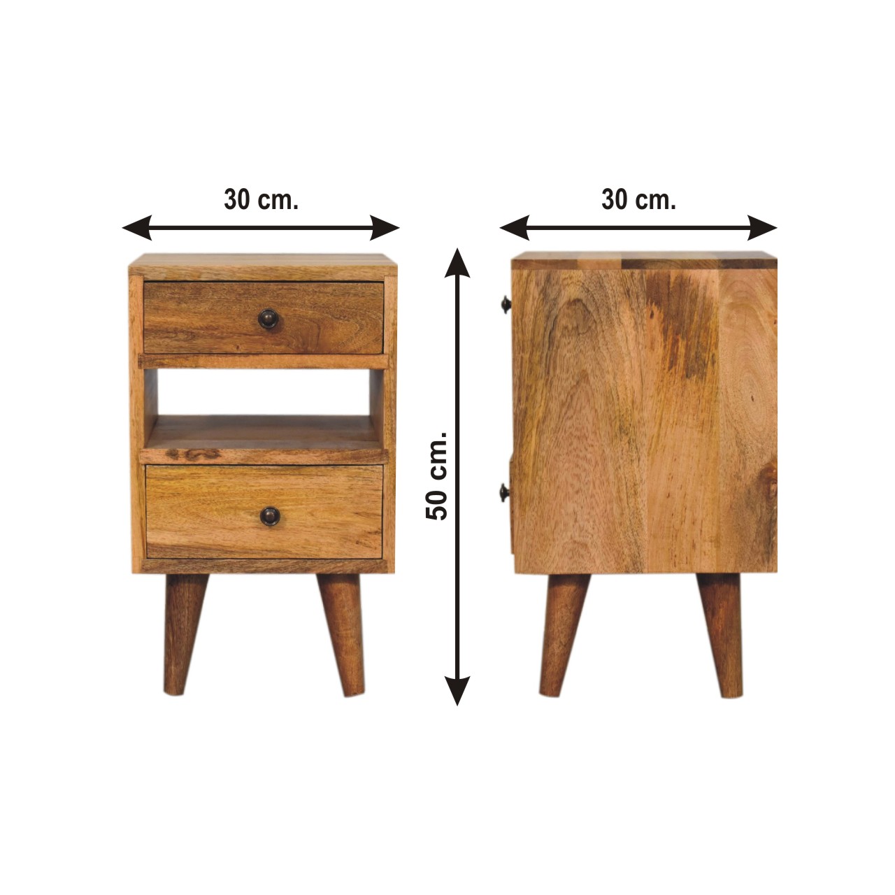 Size chart for Mini Classic Multi Oak-ish Bedside Table