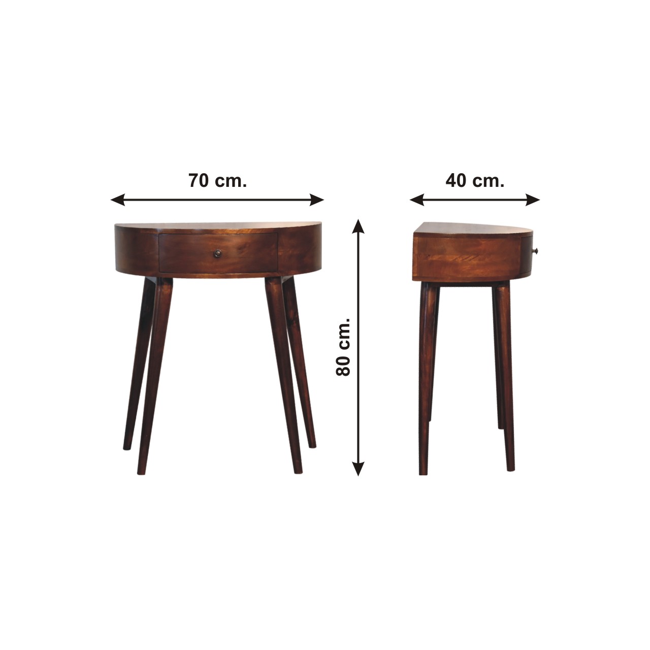 Size chart for Odyssey Console Table | Chestnut Solid Mango Wood