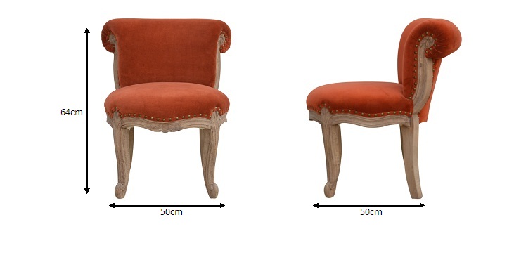 Size chart for Brick Red Velvet Studded Chair | Cotton Velvet