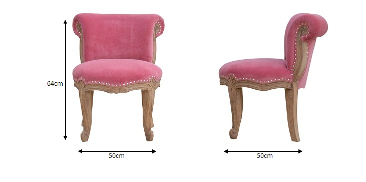 Size chart for Pink Velvet Studded Chair | Cotton Velvet