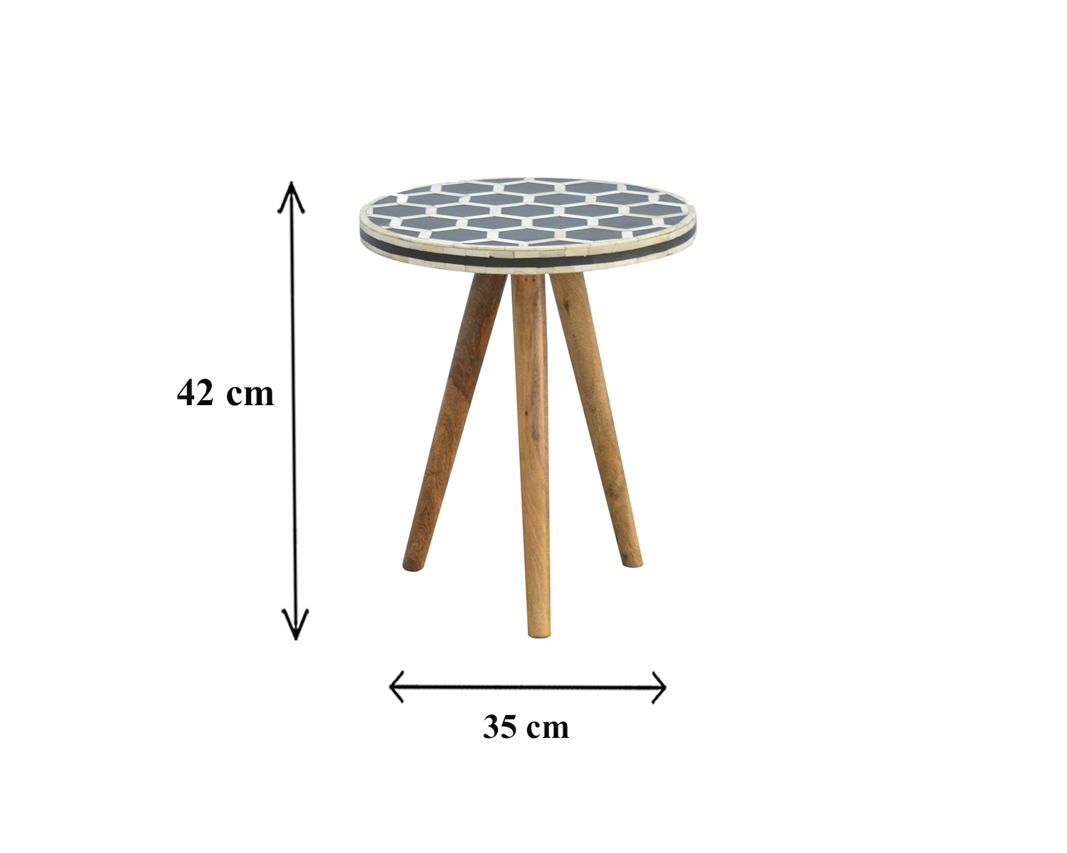 Size chart for Bone Inlay Tripod Stool